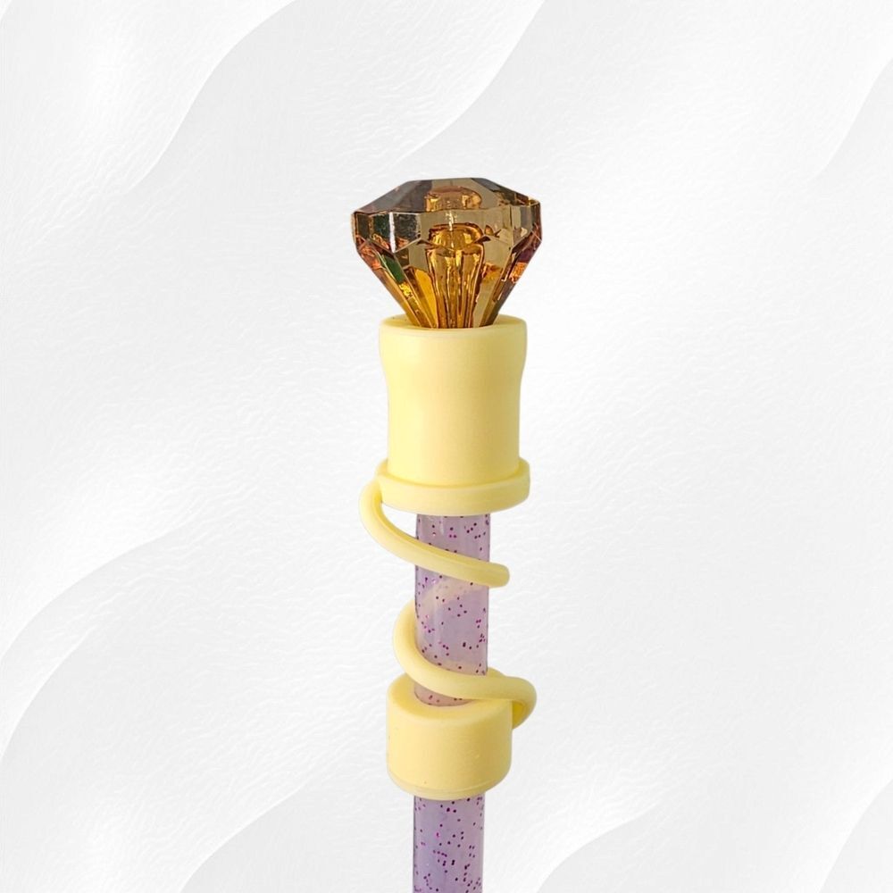 Diamond Straw Topper - Straw Cover - 10mm Straw Topper - Bronze - Yellow